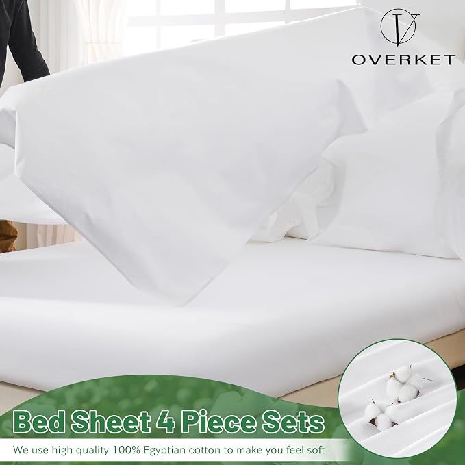 Egyptian Cotton Sheets Full Size 4PCS 1000 Thread Count Sateen Weave Soft - Image 3