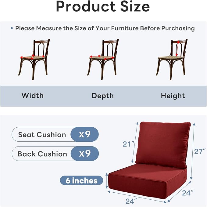 6" Thicker Outdoor Chair Cushion 9 Sets - Image 2