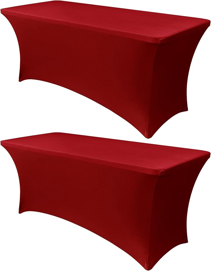 Obstal 6ft Stretch Spandex Red Table Cover by Obstal