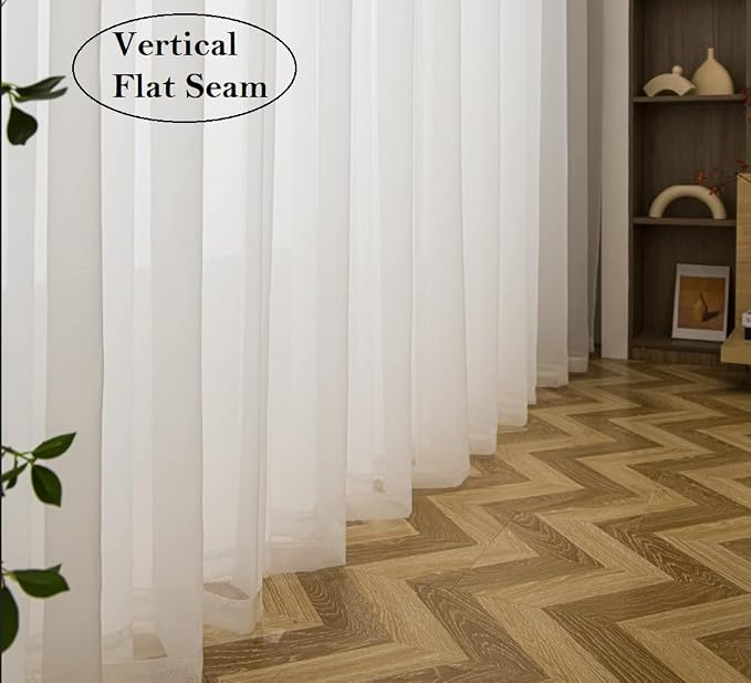 PI Ivory Sheer Curtains Short Panels 63 Inches Long, Grommet Top Transparent - Image 5