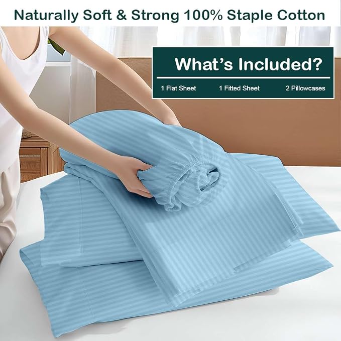 NON Sticky cotton Full Size Sleeper Sofa Sheets, 4 Piece Egyptian Cotton Bed - Image 3