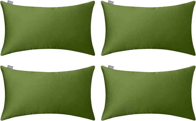 Thmyo 4-Pack 100% Cotton Lumbar Comfortable Solid Decorative Throw Pillow Case by Thmyo