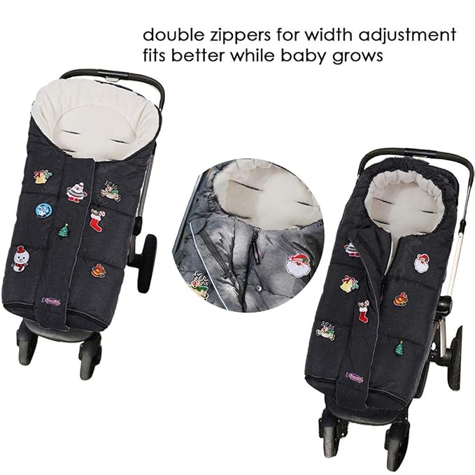 Christmas DIY Play Fun Waterproof Winter Stroller Bunting Bag Toddler, Width - Image 3