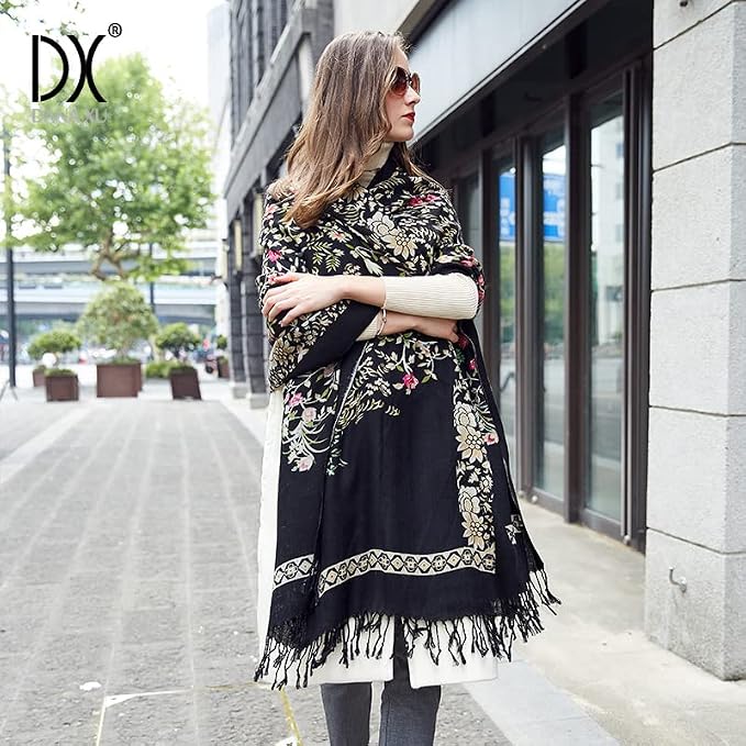 DANA XU 100% Merino Wool Extra Large Pashmina Blanket Travel Scarf Cashmere Wrap - Image 9