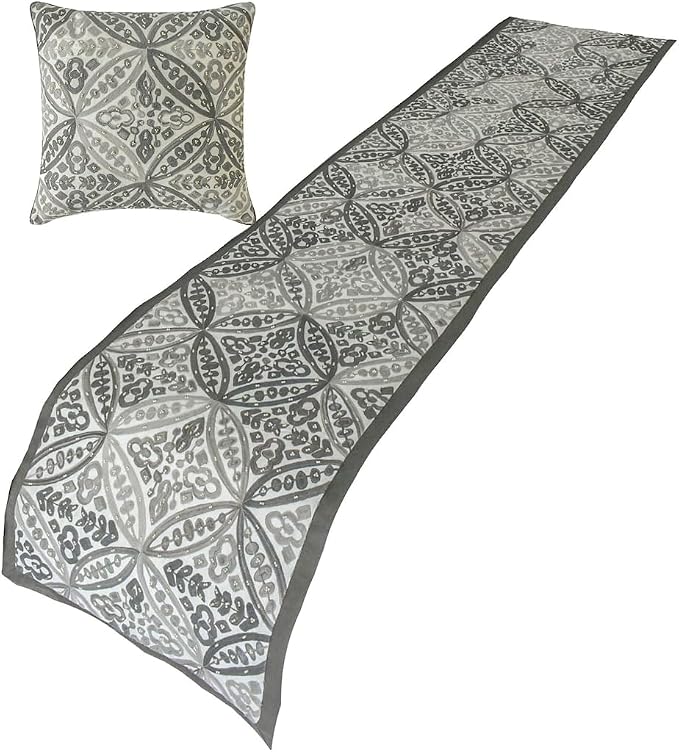 The HomeCentric King/Queen/Twin Gray Designer King 90"x18" Bed Runner Without - Image 4