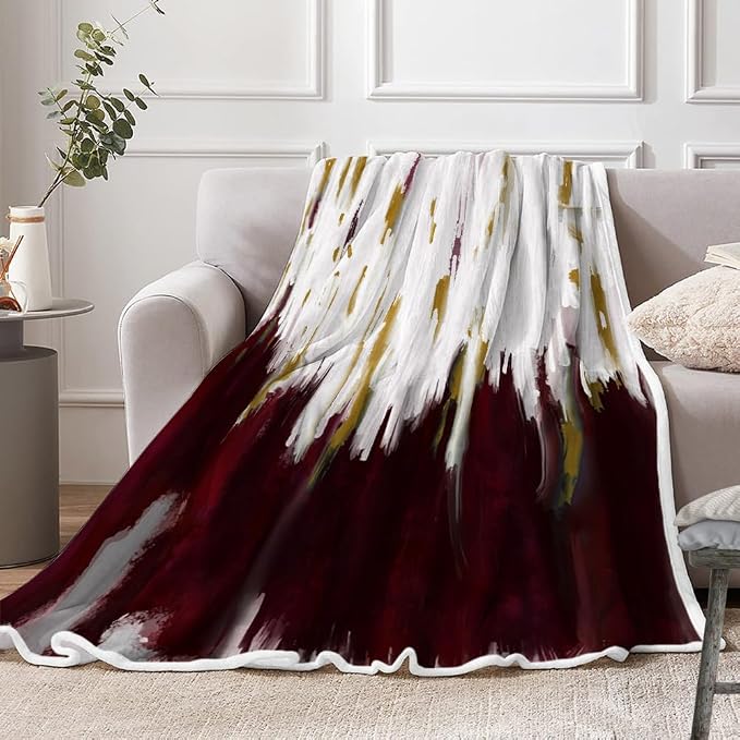 Abstract Ombre Throw Blankets, Modren Chic Art Oil Painting Cozy Warm Bed Couch - Image 3