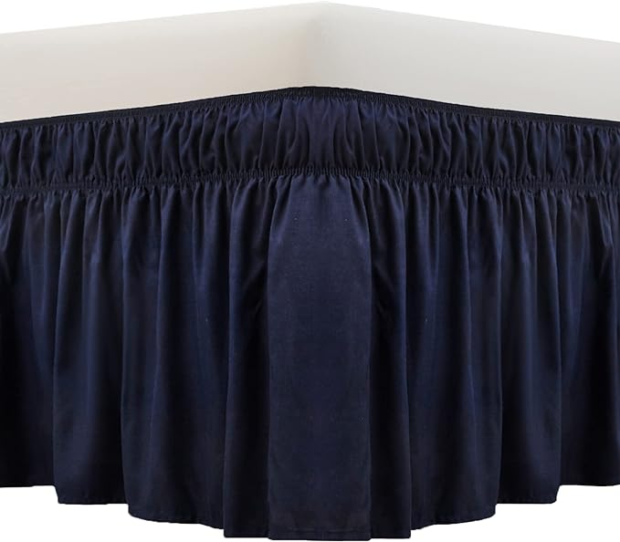 MEILA Wrap Around Bed Skirt Three Fabric Sides Elastic Dust Ruffled 14 Inch by MEILA