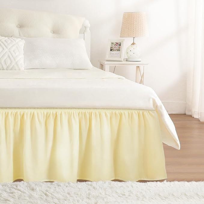 RIMELA Bed Skirt King Size 15 Inch Drop, Wrap Around Elastic Bedskirt Solid by RIMELABedSkirt