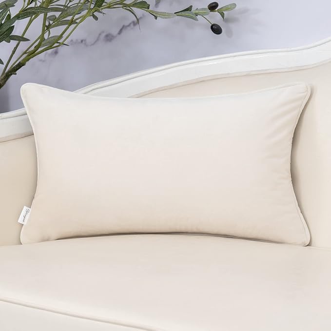 Yangest Beige Striped Throw Pillow Cover Multicolor Velvet Cushion Cover - Image 2