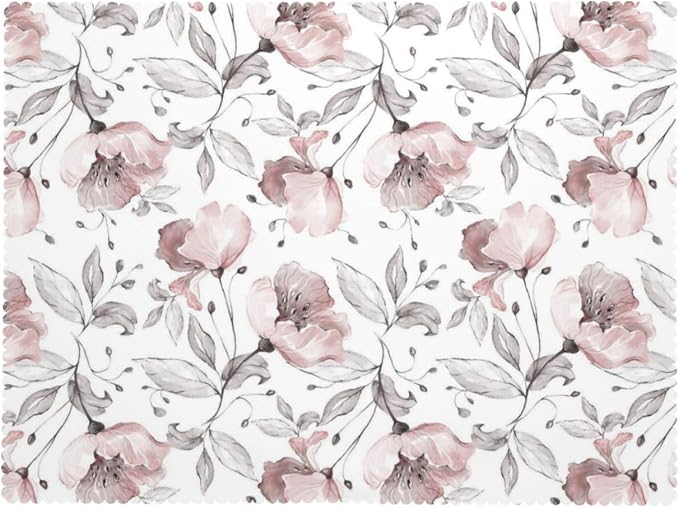 Pink Rose Tablecloth Watercolor Floral Gray Leaf Spring Flowers Leaves Table - Image 7