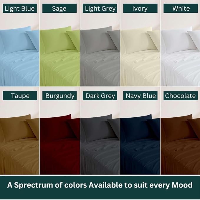NON Sticky cotton Queen Size Sleeper Sofa Sheets, 4 Piece Egyptian Cotton Bed - Image 6