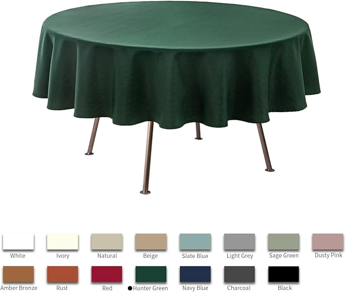 maxmill Round Linen Looking Textured Tablecloth Spill-Proof Wrinkle Free Soft - Image 3