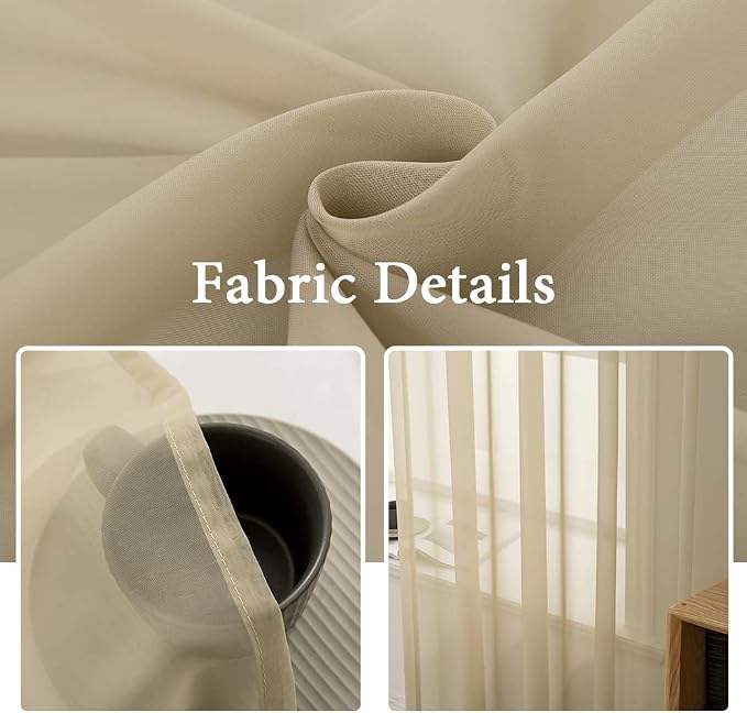 MIULEE Beige Window Sheer Curtains - Image 3