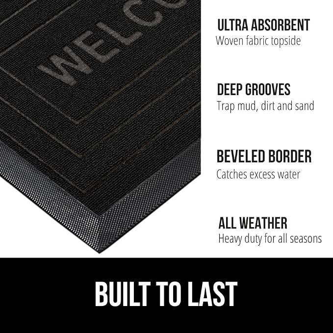 GORILLA GRIP 100% Waterproof All-Season WeatherMax Doormat 35x23, US Designed - Image 3
