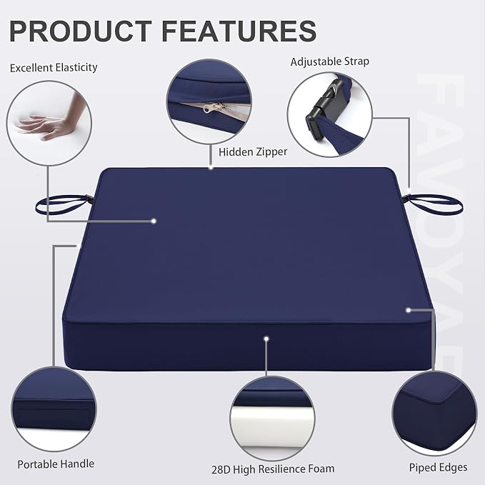 Favoyard Patio Chair Cushions 18.5 x 16 x 3 Inch Waterproof Outdoor Seat - Image 6