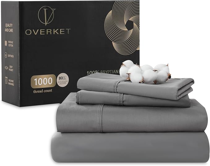 Egyptian Cotton Sheets Full Size 1000 Thread Count Sateen Weave Soft Breathable by overket