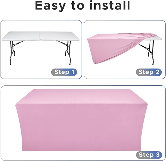 Nasitos Pink Fitted Table Covers Stretch Spandex - Image 4
