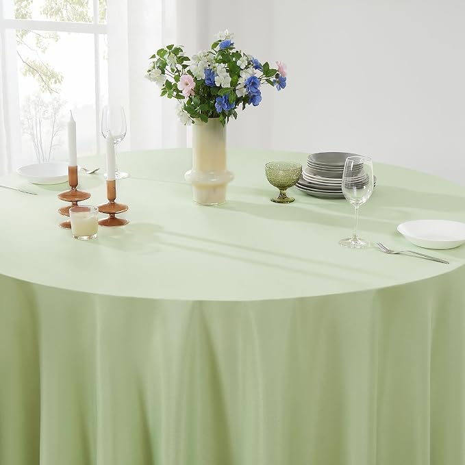 Round Tablecloth 132 Inch 6 Pack Sage Green Tablecloths Washable Decorative - Image 5
