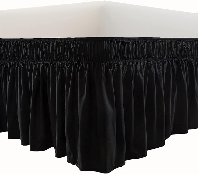 MEILA Wrap Around Bed Skirt Three Fabric Sides Elastic Dust Ruffled 14 Inch by MEILA