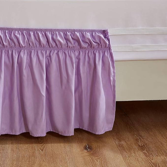 MEILA Wrap Around Bed Skirt Three Fabric Sides Elastic Dust Ruffled 16 Inch - Image 3