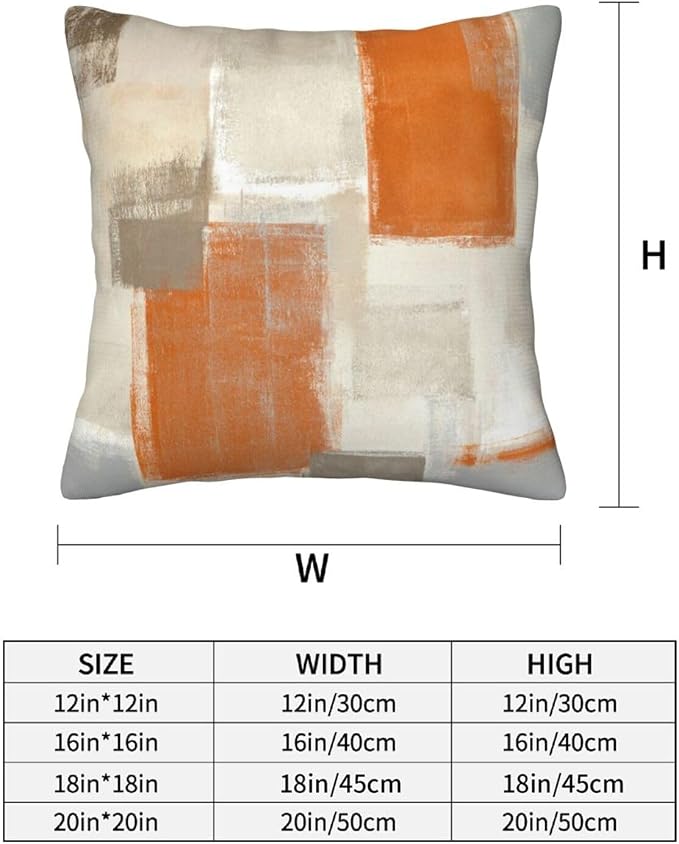 bassyil Orange Grey Abstract Art Painting Throw Pillow Covers Decorative Linen - Image 2
