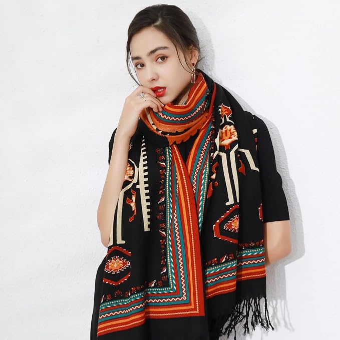 DANA XU 100% Merino Wool Extra Large Pashmina Blanket Travel Scarf Cashmere Wrap - Image 7