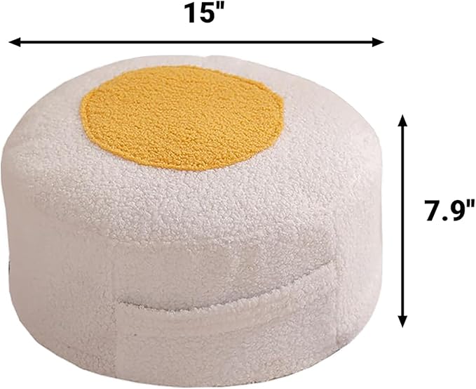 Round Pouf Ottoman Foot Rest, Stuffed Floor Pouf Foot Stool - Image 3