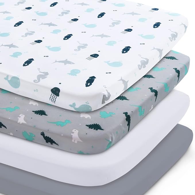 Graco Pack n Play Sheets Fitted 4-Pack | Mini Crib Sheets, Breathable Material by SpringspiritBedding