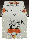 Creative Linens Halloween Table Runner 15x34, Embroidered Spooky Jack o Lantern by Creative+Linens