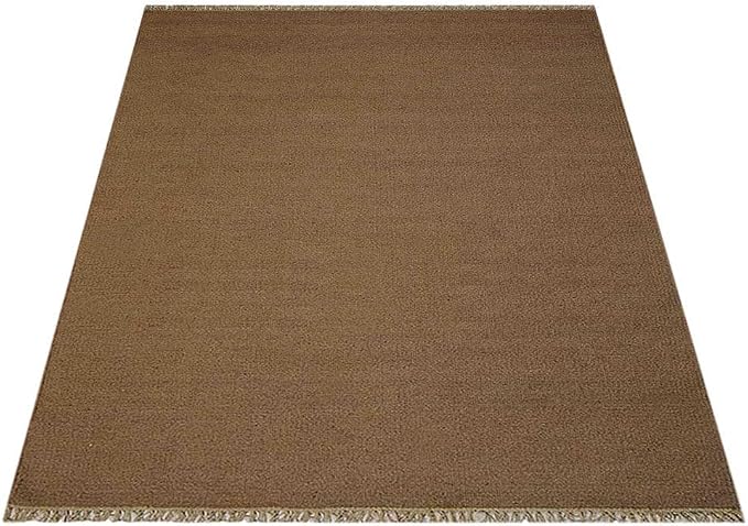 Rugsotic Carpets Hand Woven Flat Weave Kilim Wool 4'x6' Area Rug Solid Cream - Image 3