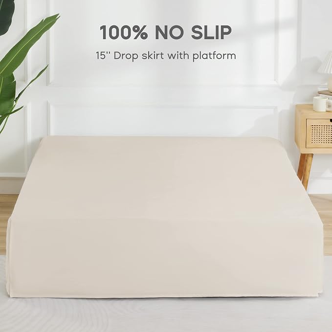 SONIVE King Bed Skirt, Classic Tailored Easy Fit Brushed Microfiber Skirts - Image 3