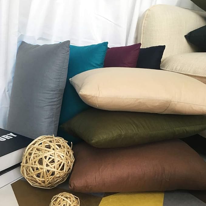 4-Pack 100% Cotton Lumbar Comfortable Solid Decorative Throw Pillow Case - Image 4