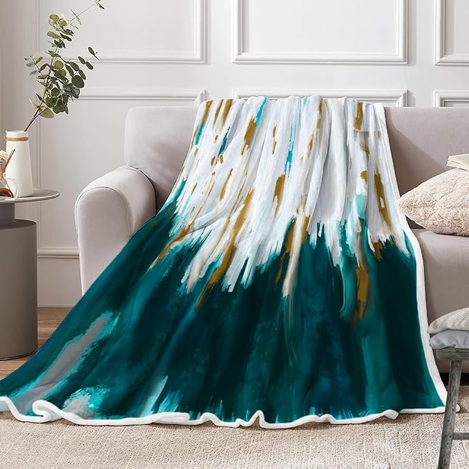Abstract Ombre Throw Blankets, Modren Chic Art Oil Painting Cozy Warm Bed Couch - Image 3