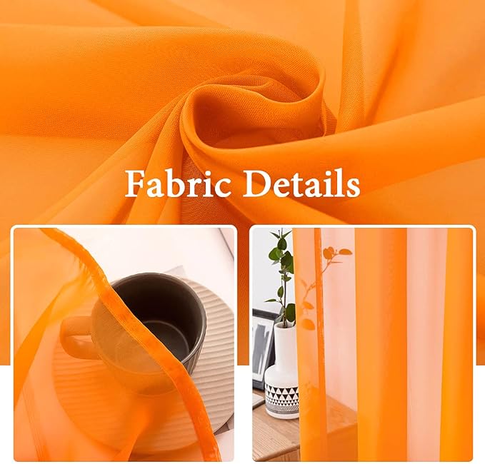 MIULEE 2 Panels Solid Fall Color Sheer Window Curtains Elegant Window Voile - Image 2