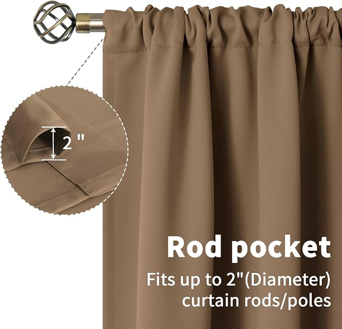 BGment Taupe Blackout Curtains 63 Inches Length 2 Panels - Image 4