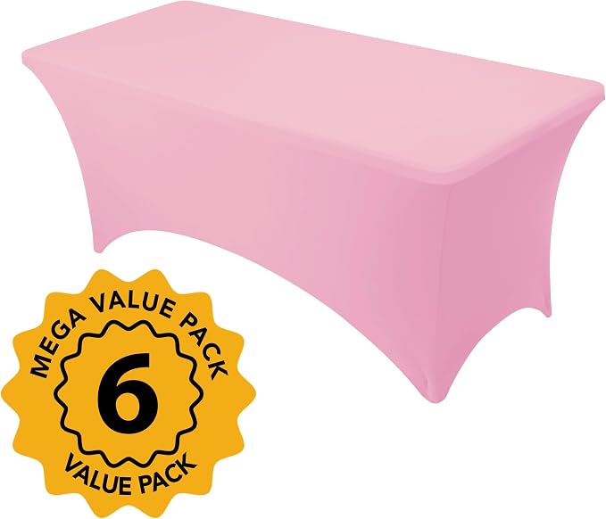 6-Pack Premium Pink Spandex Tablecloths - Image 2