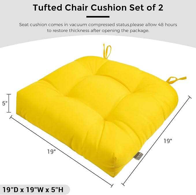 FUNHOME Outdoor Chair Cushions 19 x19 Inch, Water Resistant Tufted Seat - Image 3