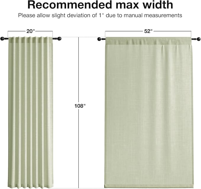Anmao Natural Linen Curtains for Living Room 108 Inch Length 2 Panels Set - Image 6