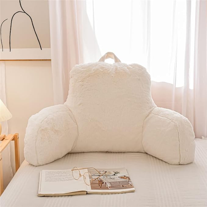 Holawakaka Large Faux Fur Bed Rest Pillow - Image 2