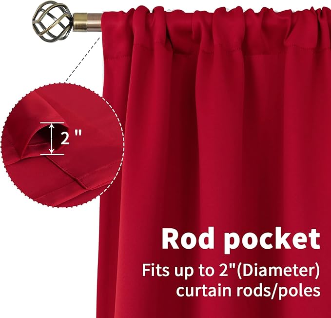 BGment Red Blackout Curtains 48 Inches Length - Image 5