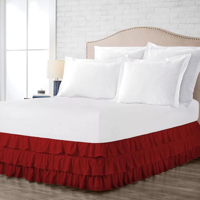 Multi-Ruffle Bed Skirt, Soft Multi Elastic Dust Ruffles - Image 3