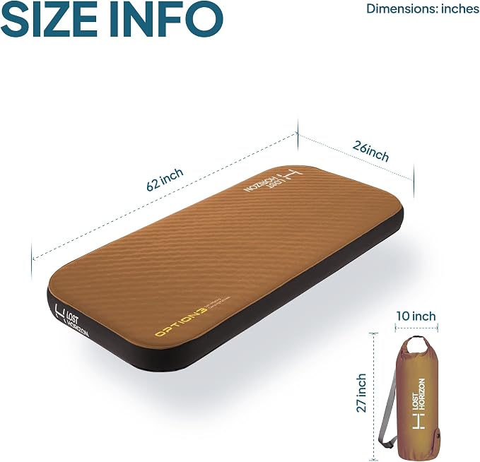 LOSTHORIZON Air & Foam Camping Mattress, Self-Inflating Sleeping Pad, - Image 6