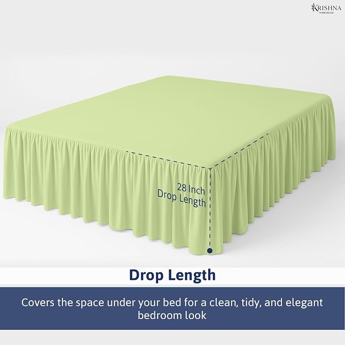 KRISHNA Ruffled Bed Skirt with Split Corners Queen, 100% Microfiber Hotel - Image 4