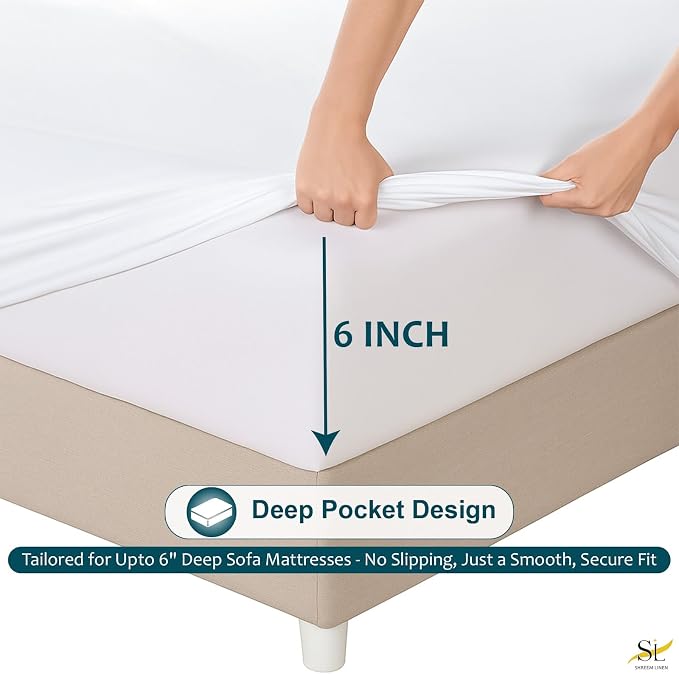 Luxury Queen Sleeper Sofa Bed Sheet Set, 100% Egyptian Cotton, 338 Thread Count - Image 4