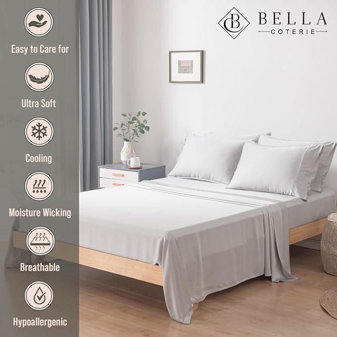 Bella Coterie 6 Piece Luxury Bamboo Viscose Queen Size Sheet Set | 100% - Image 2