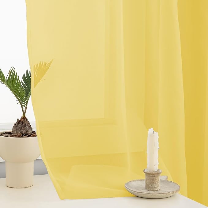 Sheer Curtains 72 Inches Long 2 Panels, Rod Pocket Short Curtain - Image 5