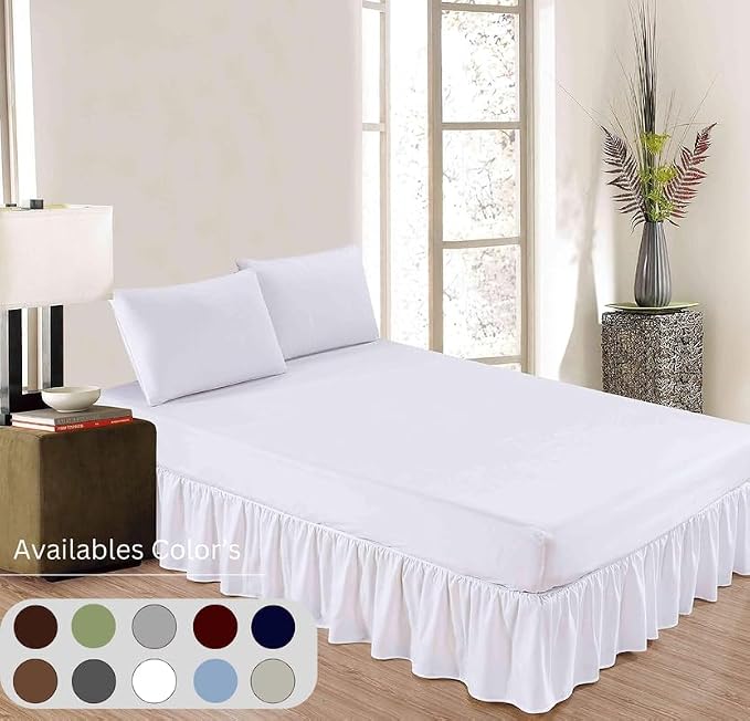Ruffle Bed Skirt with Split Corners, Microfiber Dust Ruffled - Image 3