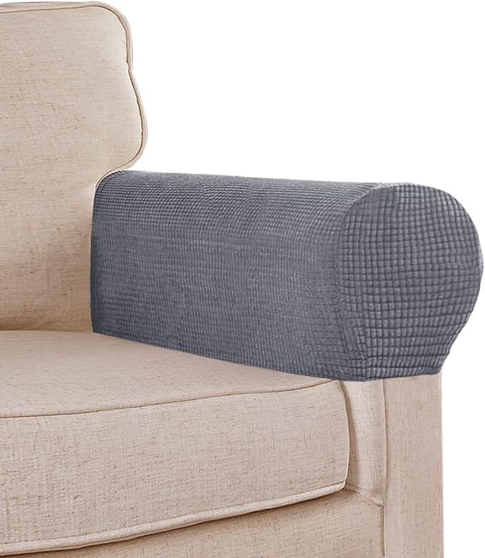 Stretch Sofa Arm Covers Spandex Jacquard Anti-Slip Couch Arm Covers by L.VICTEX