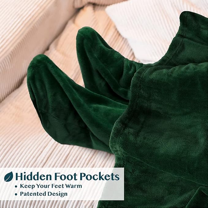 PAVILIA Fleece Blanket with Sleeves, Foot Pockets - Image 2