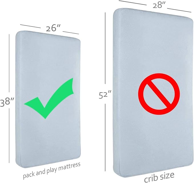 Pack and Play Mattress Pad Protector 2 Pack Waterproof, Cotton Fabric Absorbent - Image 2